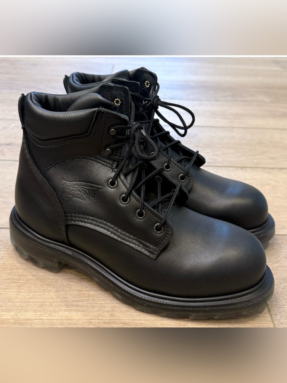 RED WING 607 BLACK 6-INCH SOFT TOE SLIP RESISTANT SUPER SOLE 2.0 WORK BOOTS 12 D